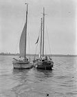 Two sailing vessels, the Constitution and the Etner